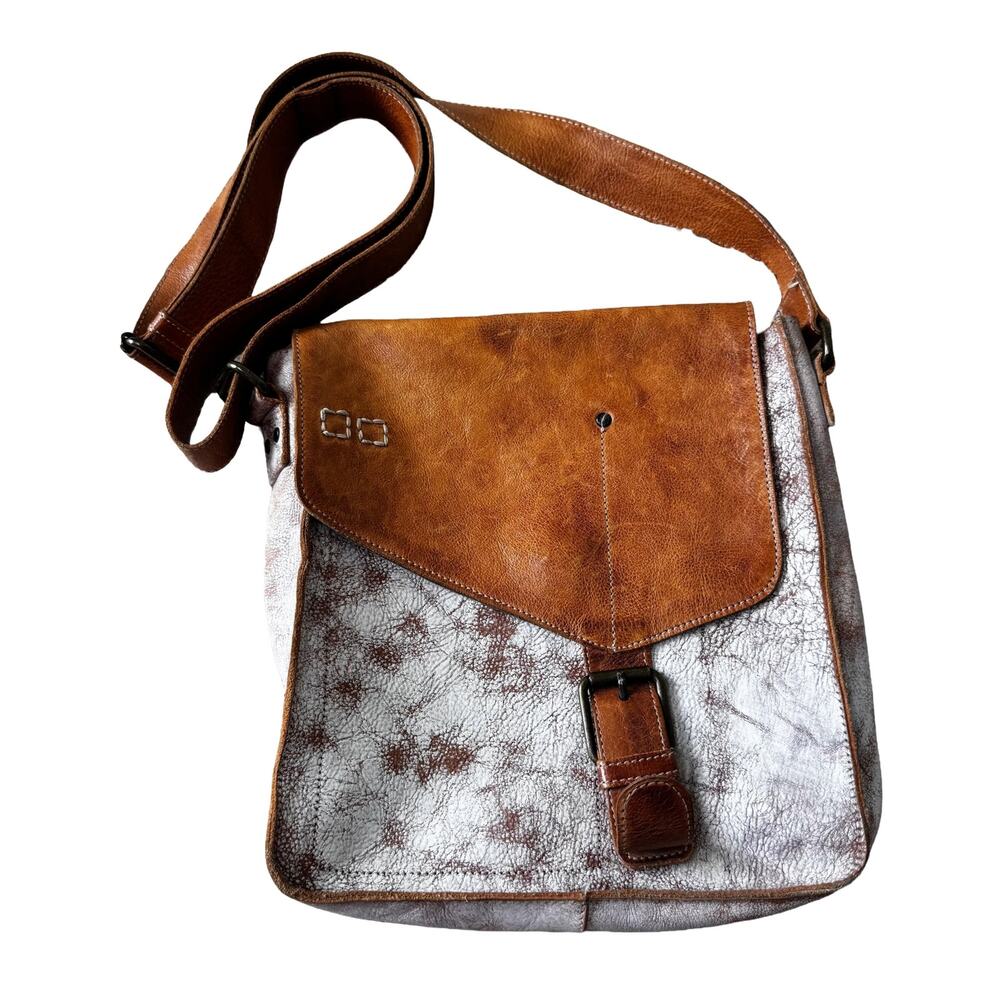 BED STU Venice Beach Leather Buckled Crossbody Purse Nectar Lux Tan Rustic